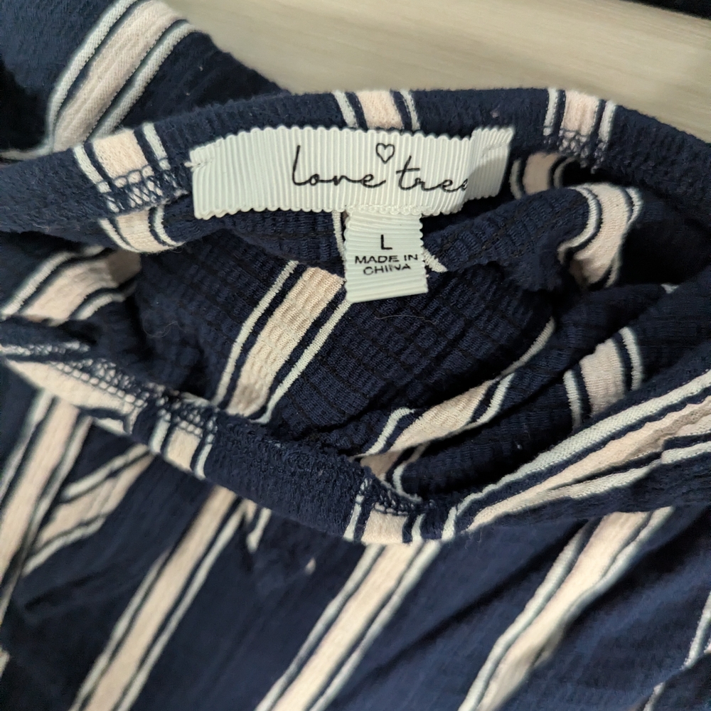 Love Tree Navy and White Striped Jumpsuit - Picture 3 of 3